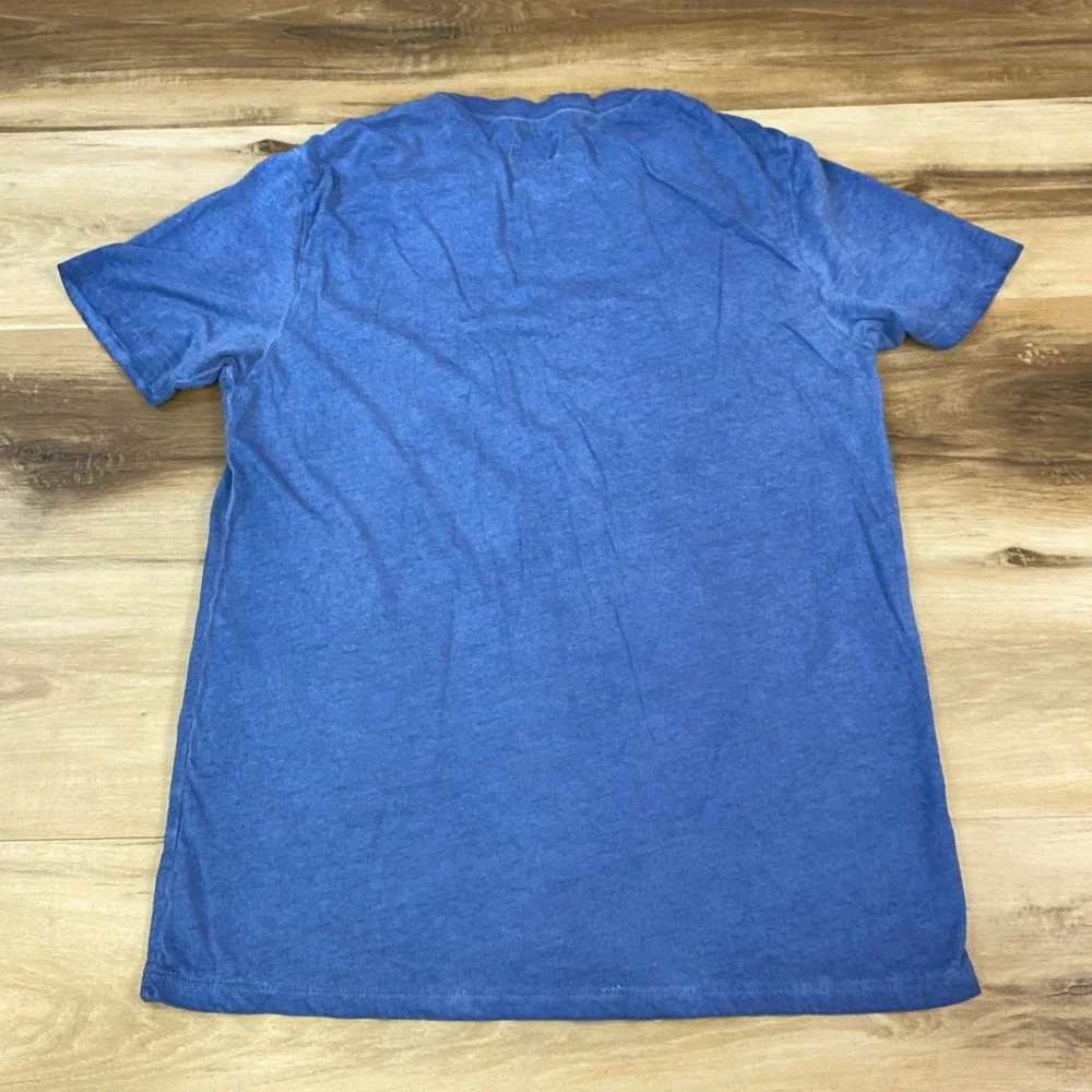 GUESS T-Shirt Mens XS Embroidered Logo Streetwear Heathered Blue Casual Tee - Picture 7 of 7